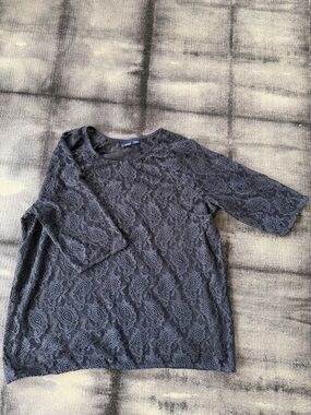 Basic Editions Black Lace Overlay Top